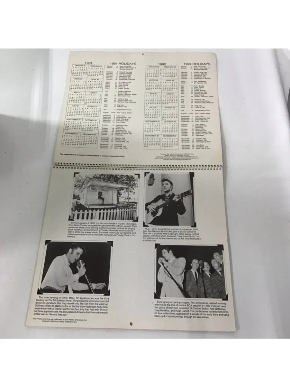 Vintage 1991 Cleo Elvis Presley Calendar